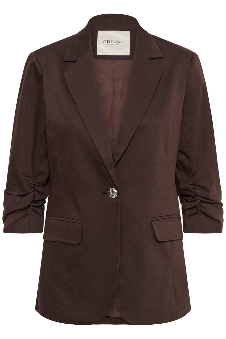 Vue de face veston Femme beige à un bouton Cream - Valérie Simon