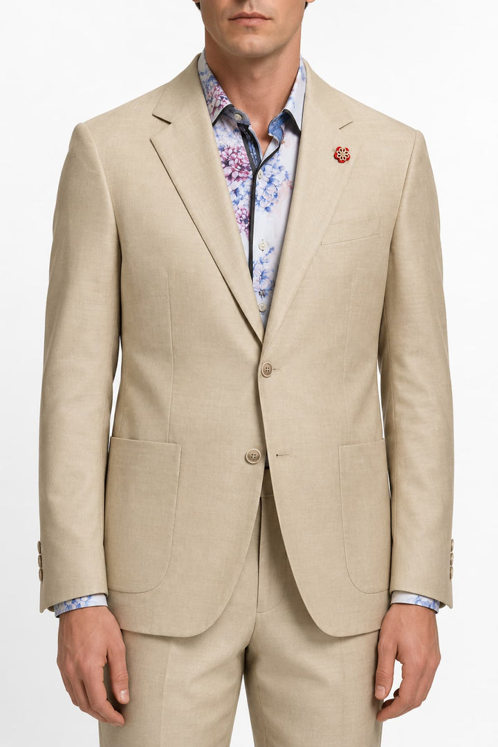 Vue de face veston à poches plaquées Lief Horsens homme beige - Valérie Simon