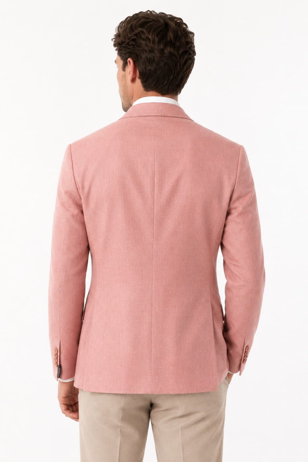 Side view of the Lief Horsens textured gray men's jacket with metal buttons - Valérie Simon