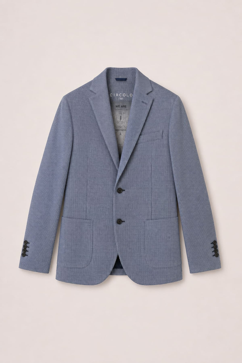 Vue de face veston texturé micro-motif Circolo pour homme gris avec bouton unique - Valérie Simon