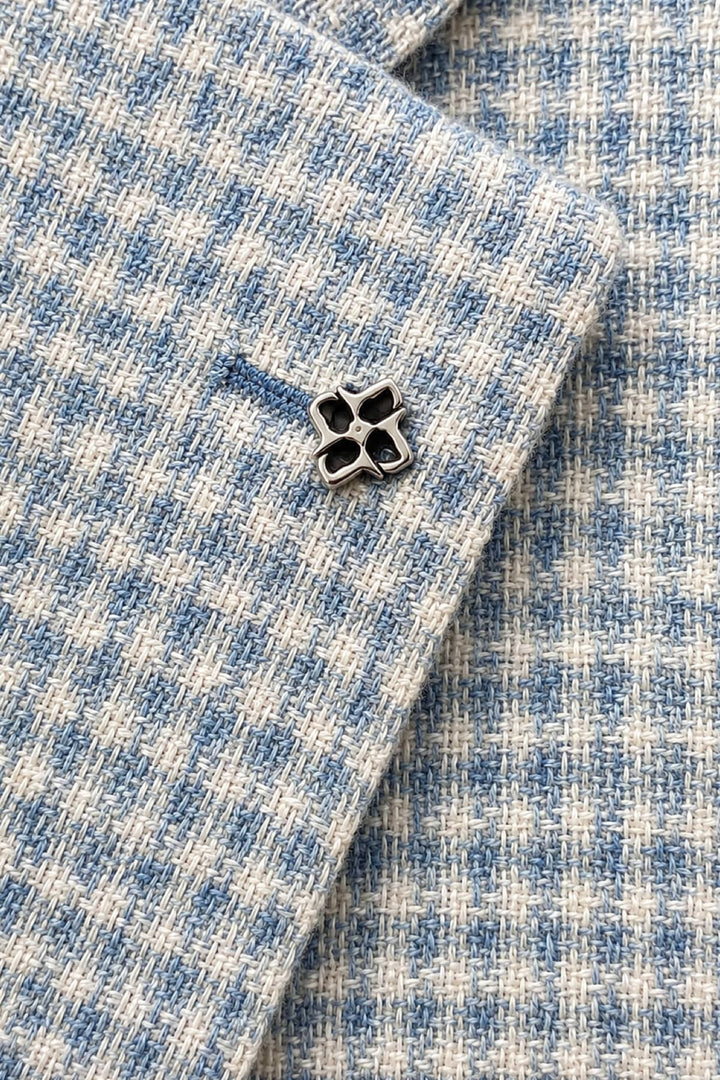 Veston homme texturé en soie et lin Tagliatore vue de face gris avec bouton unique - Valérie Simon