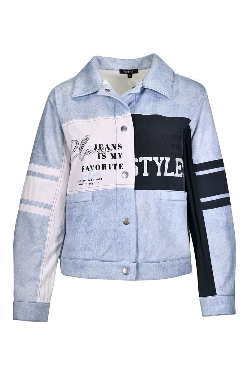 Denim jacket with contrasting panels