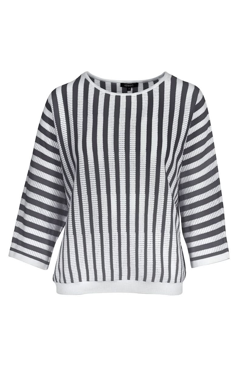 Striped sweater with three-quarter sleeves