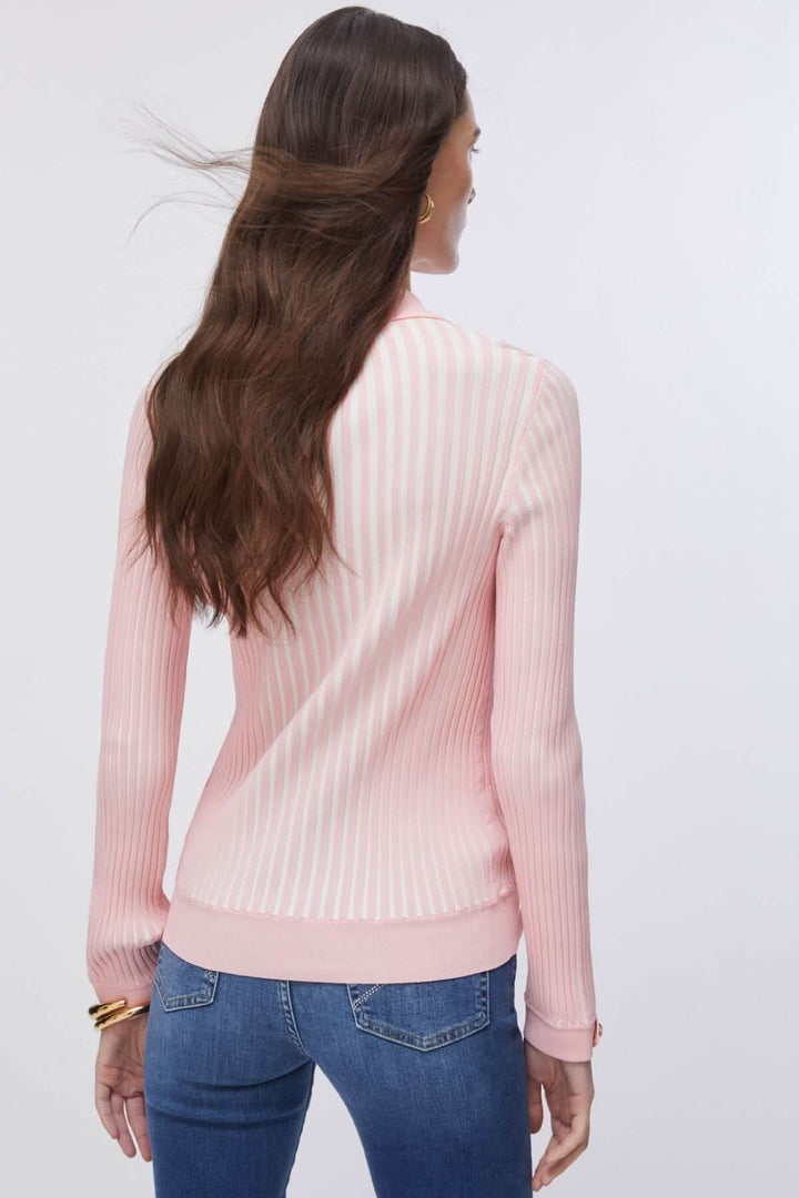 Polo en maille côtelée à demi-glissière