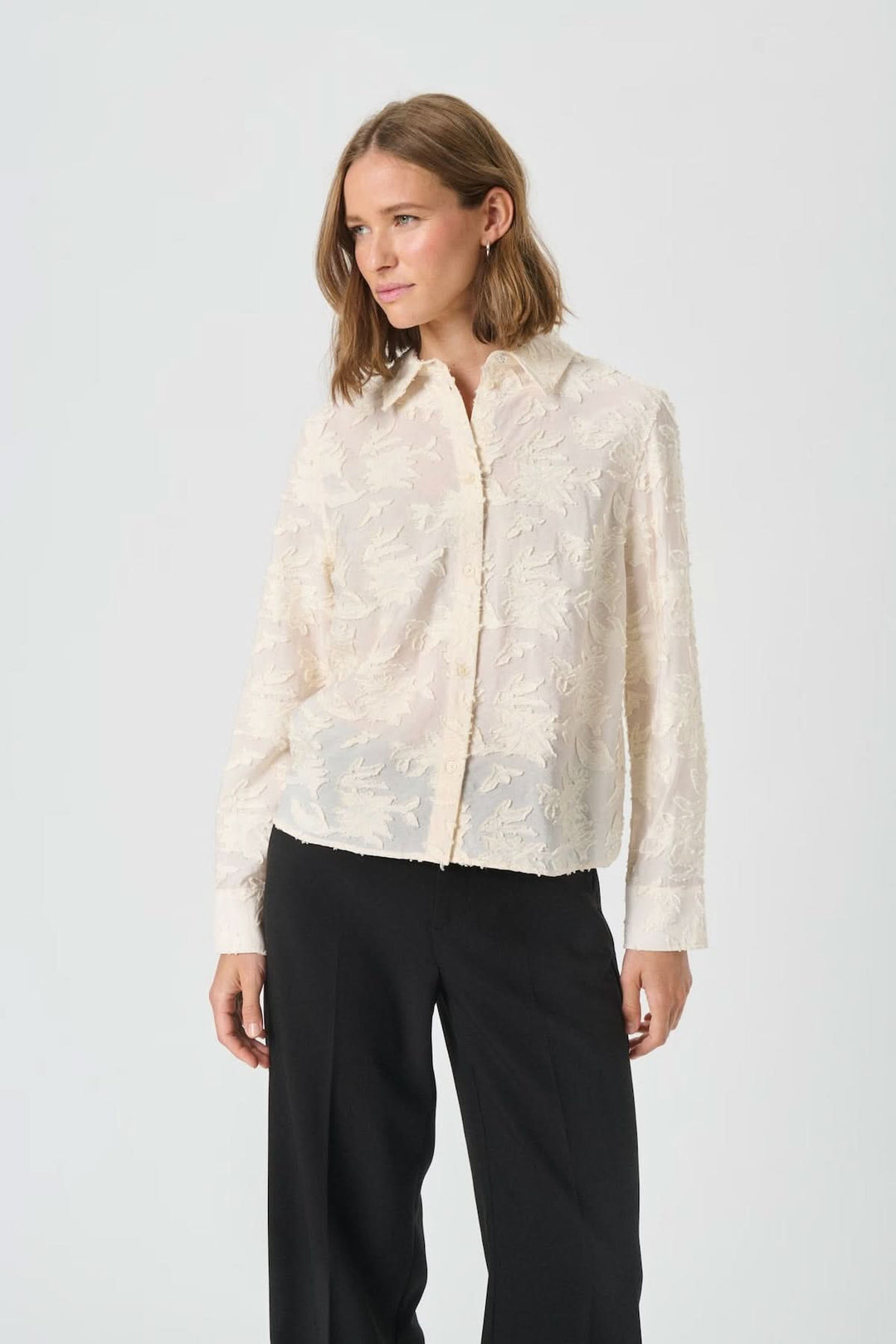 Vilya shirt with tone-on-tone floral embossing