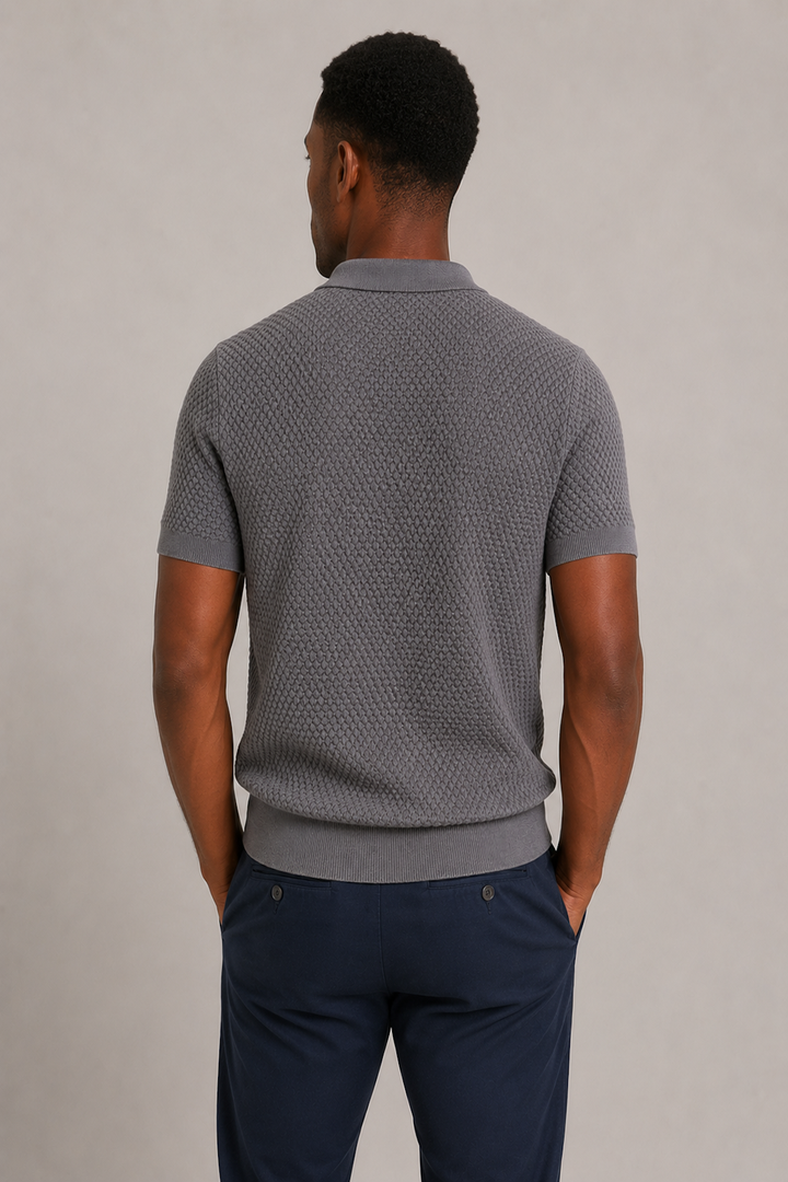 Textured cotton polo shirt