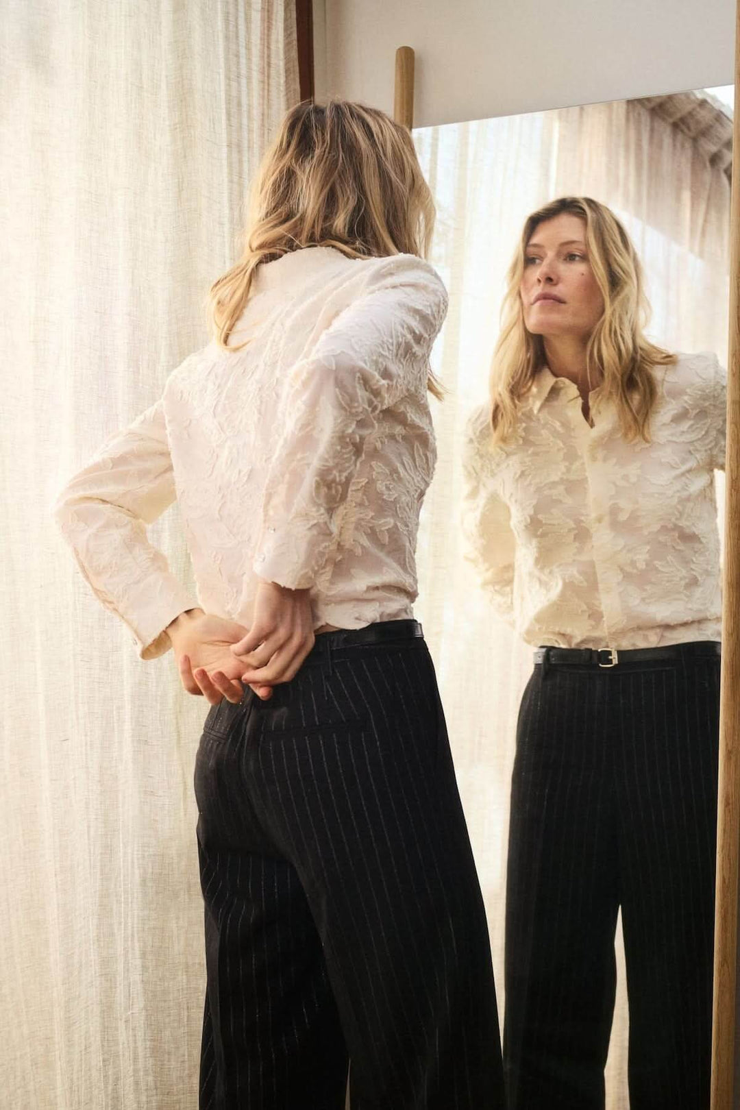 Vilya shirt with tone-on-tone floral embossing