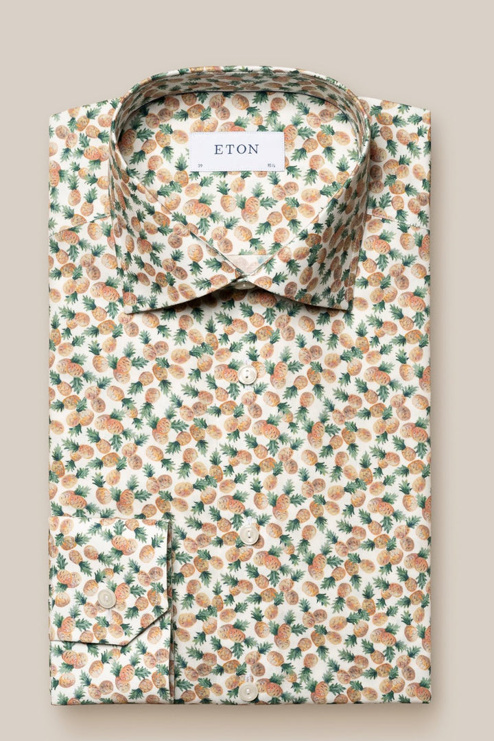 Pineapple print cotton and TENCEL shirt