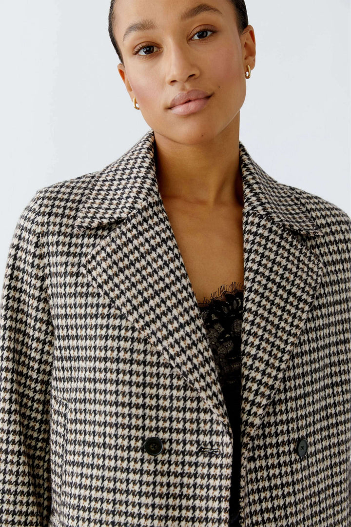 Short double-breasted houndstooth jacket