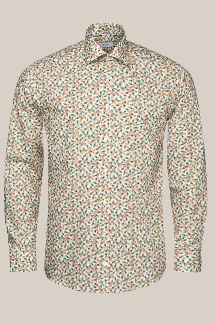 Pineapple print cotton and TENCEL shirt