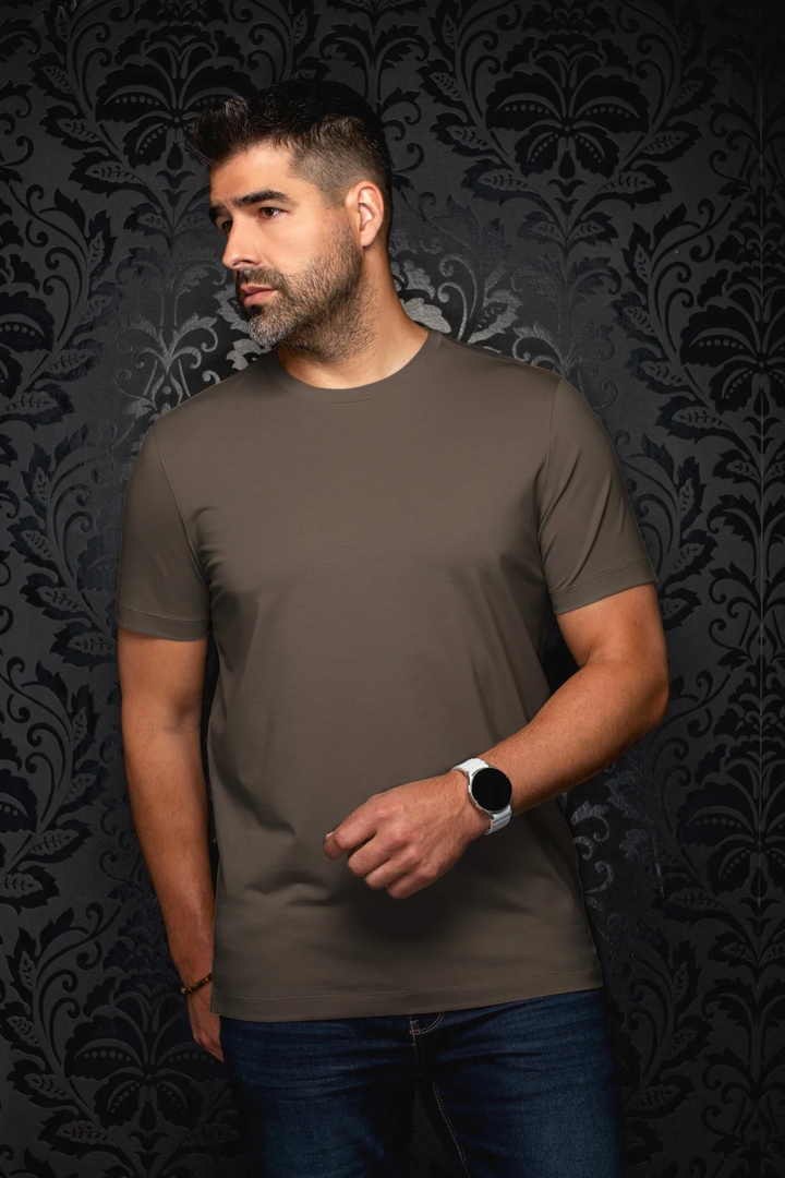 Crew-neck T-shirt in modal and mercerized cotton 
