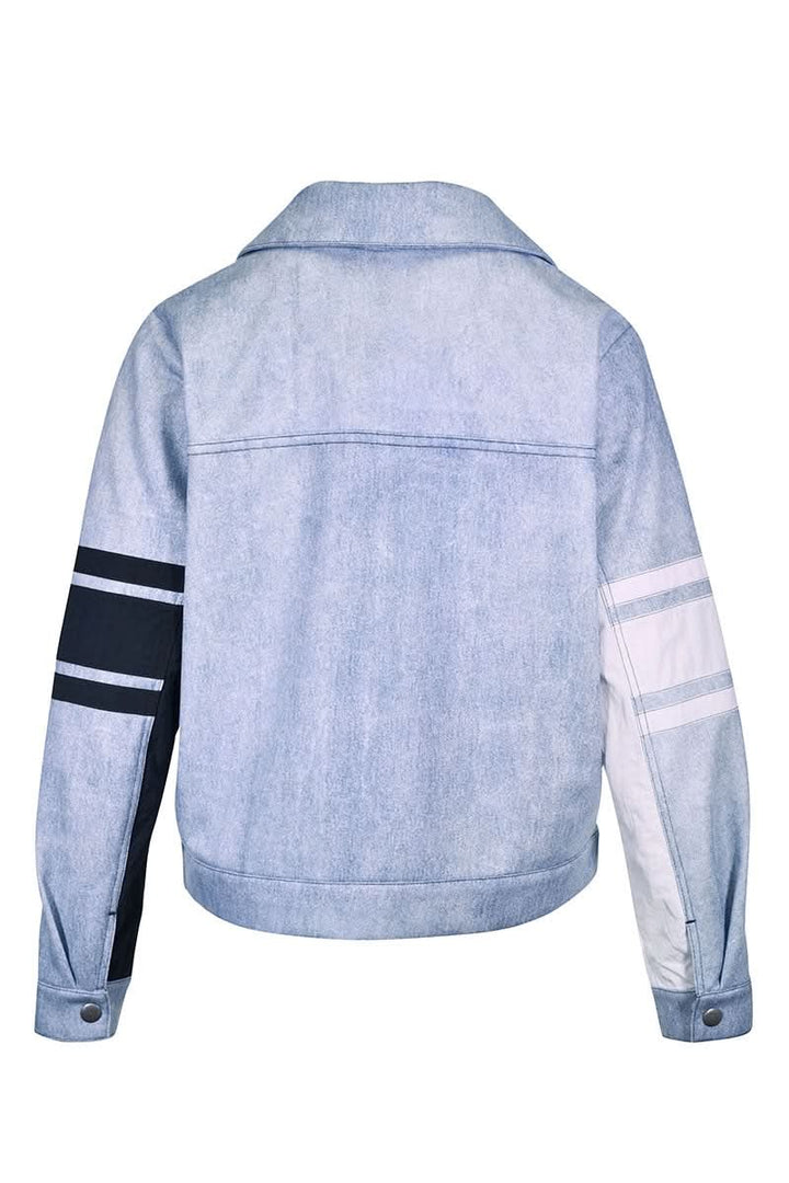 Denim jacket with contrasting panels