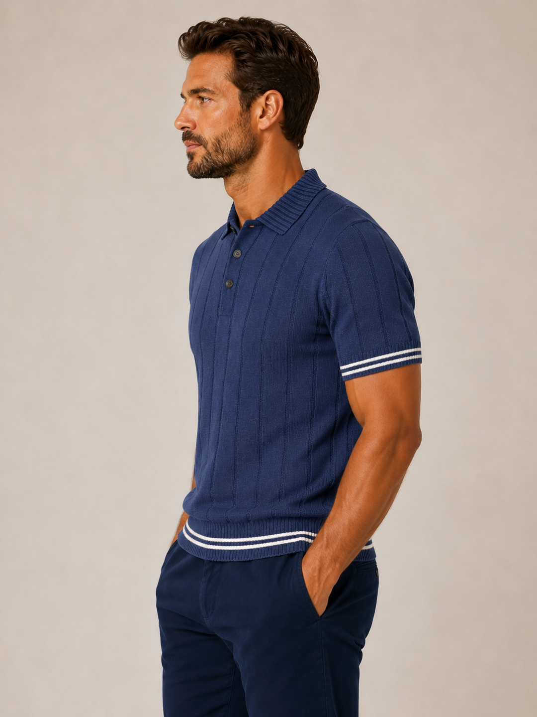 Vintage textured polo shirt