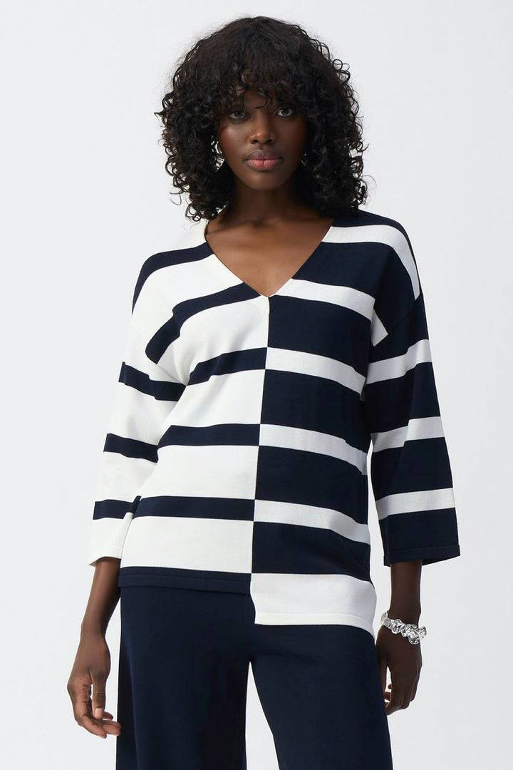 Striped V-neck sweater