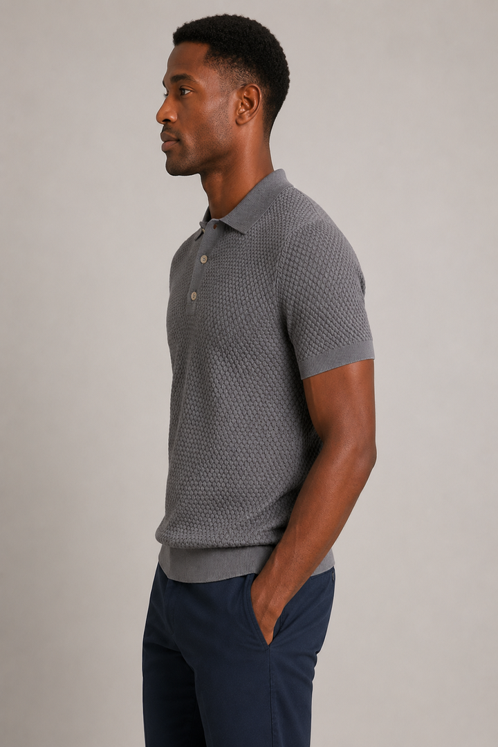 Textured cotton polo shirt