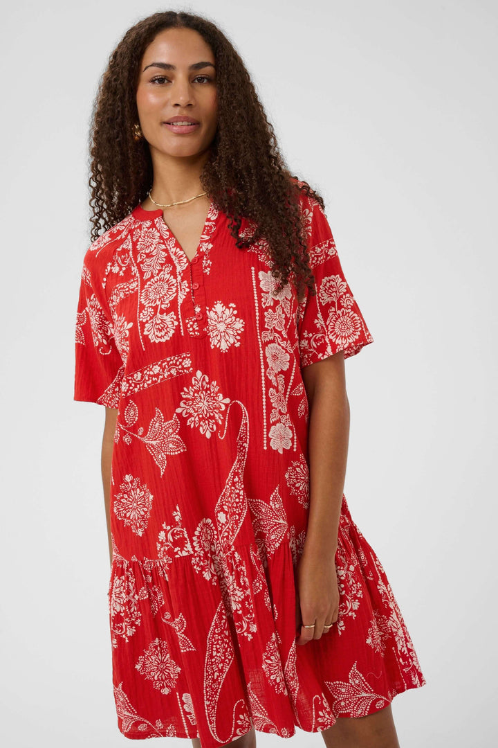 Tiah Short-Sleeve Printed Dress