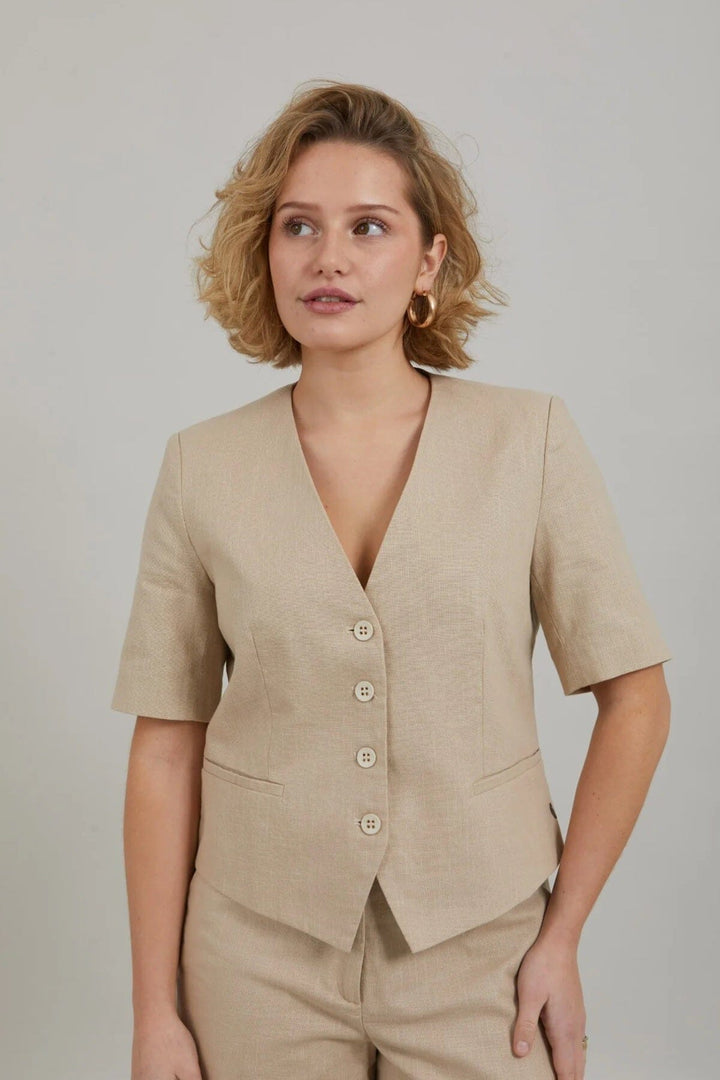 Blazer court avec manches courtes coster 34 BEIGE 