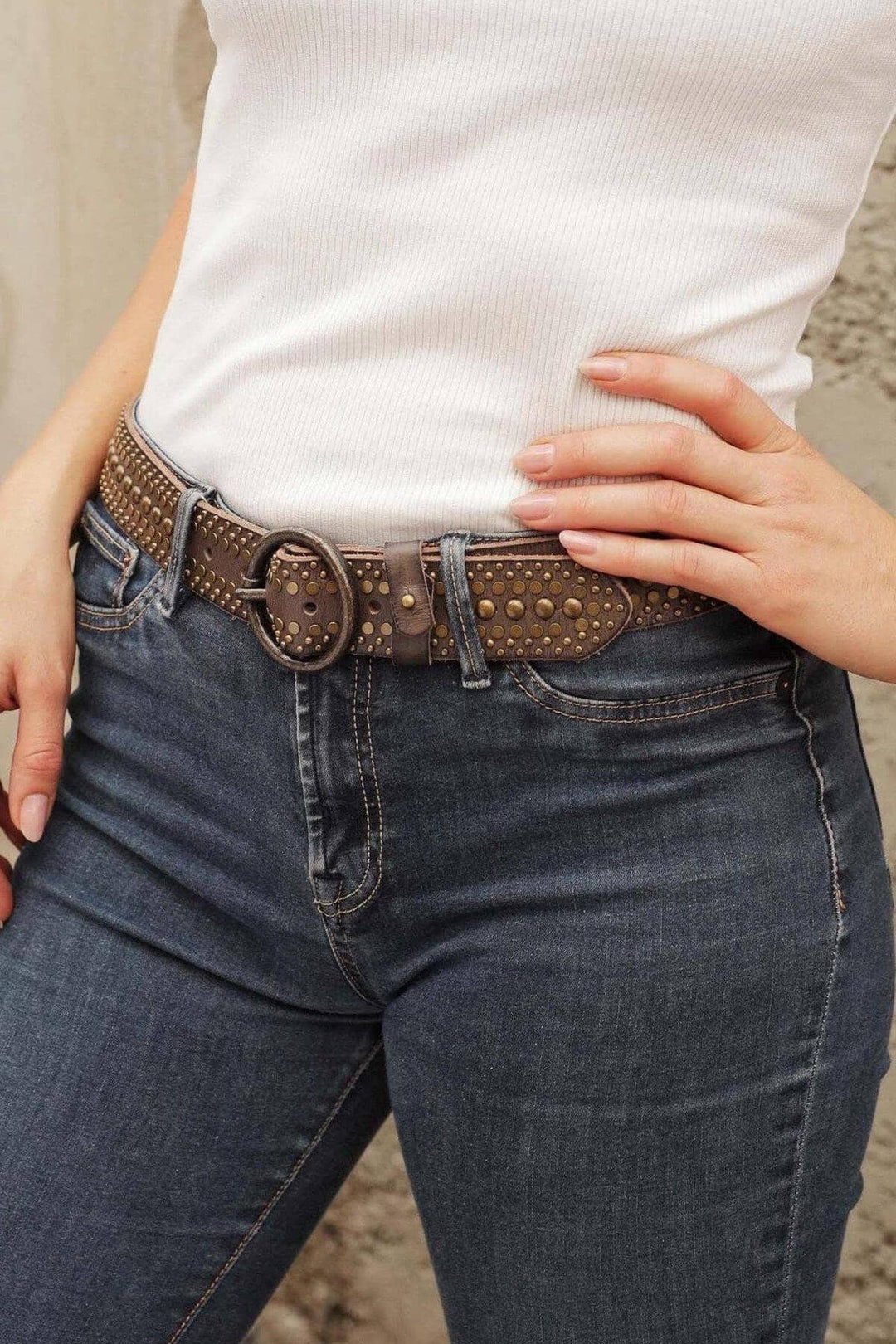 Ceinture en cuir cloutée Femme - Accessoires - Ceinture amsterdame heritage