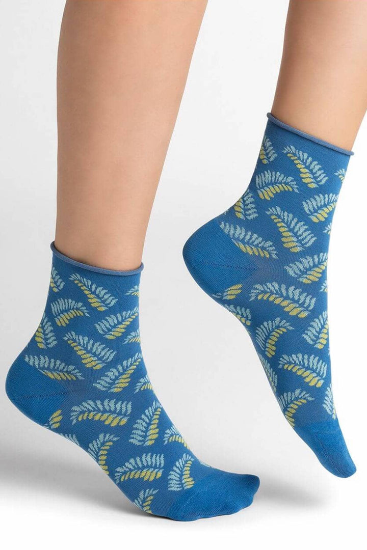 Chaussettes courtes avec motif palmes Femme - Accessoires - Chaussette Bleuforêt