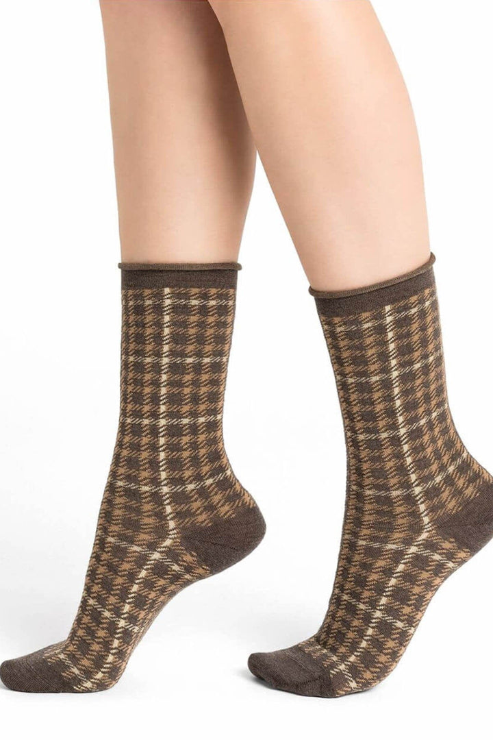 Chaussettes en laine fine prince de galles Femme - Accessoires - Chaussette Bleuforêt