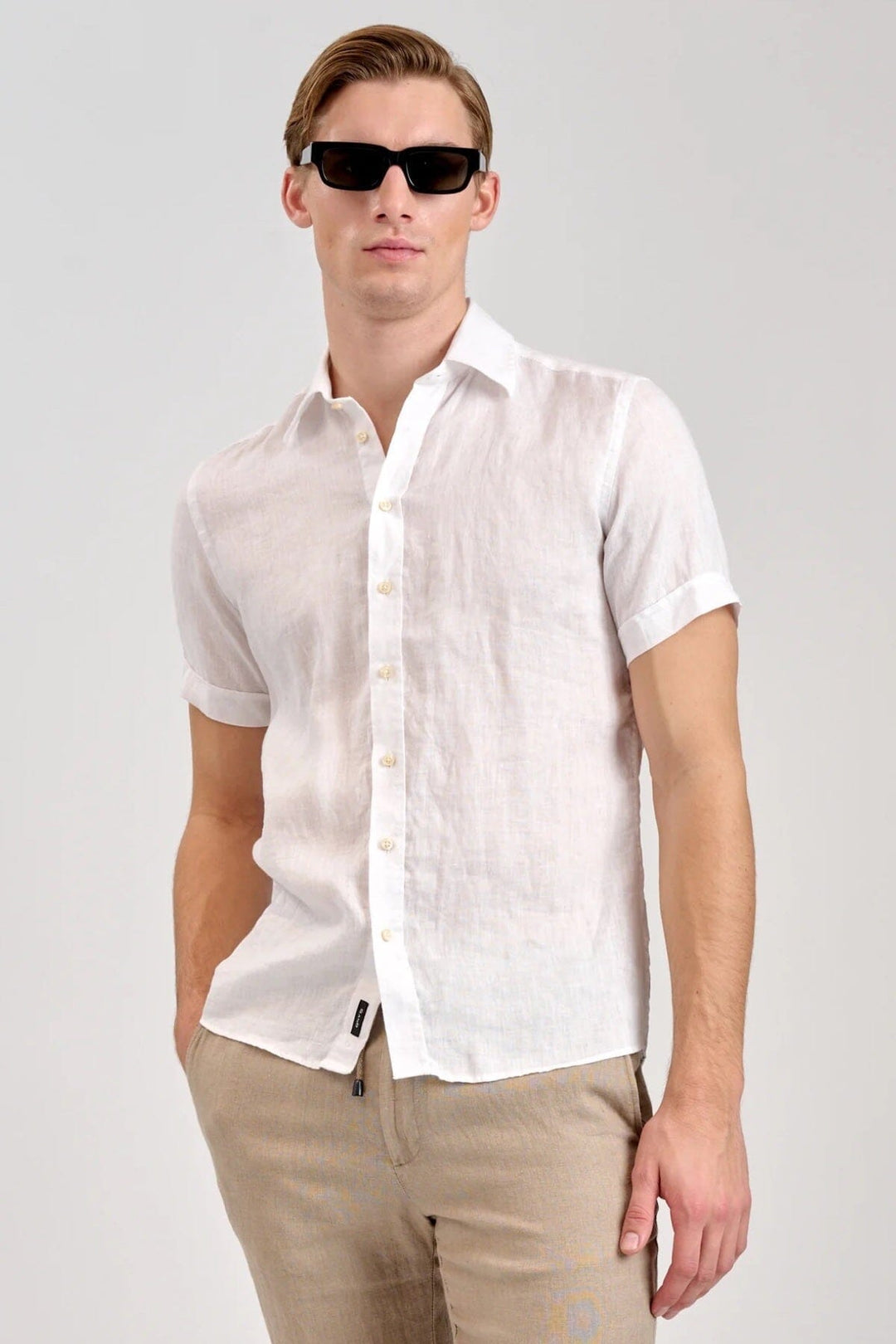 Chemise à manches courte en lin Homme - Chemise - Chemise sport Sand