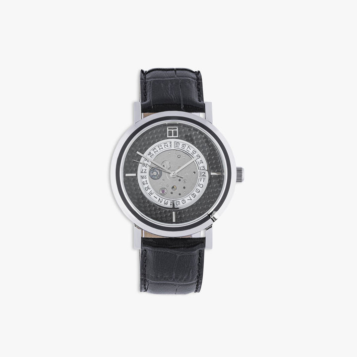 Esposto Automatic Watch With Black Leather, Black Carbon Fibre and Stainless Steel Tateossian