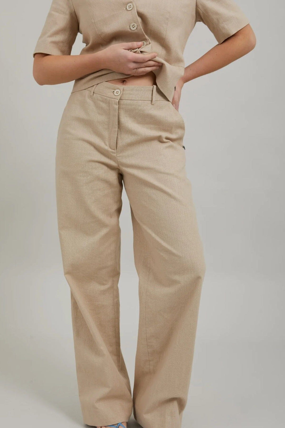 Pantalon avec jambes larges coster 32 BEIGE 