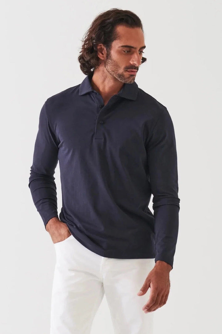 Polo de coton stretch manches longues Patrick Assaraf 