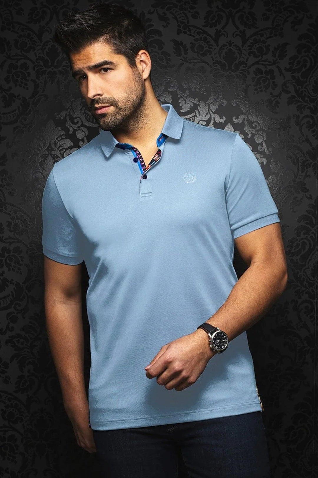 Polo Eagle Au noir M Bleu pâle 