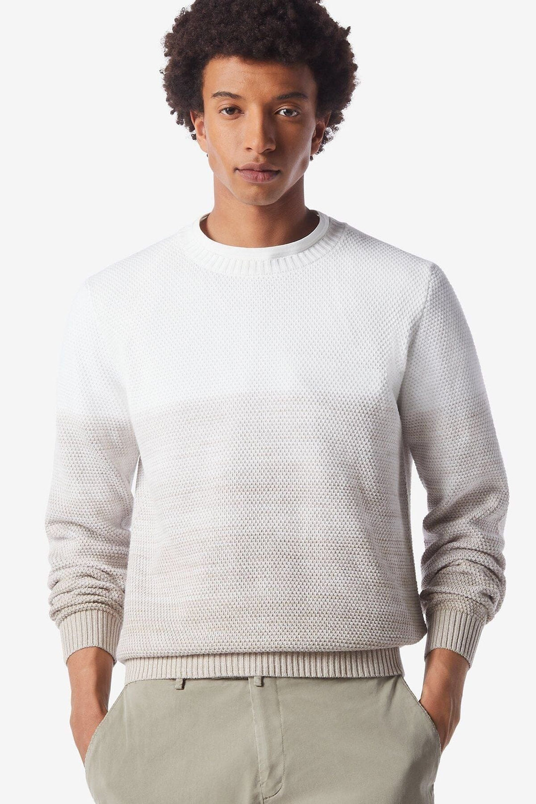 Pull à col ras du cou en tricot câblé blanc optique Homme - Hauts - Chandail Corneliani