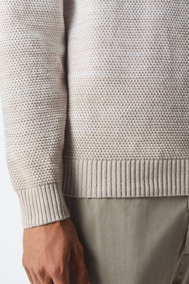 Pull à col ras du cou en tricot câblé blanc optique Homme - Hauts - Chandail Corneliani